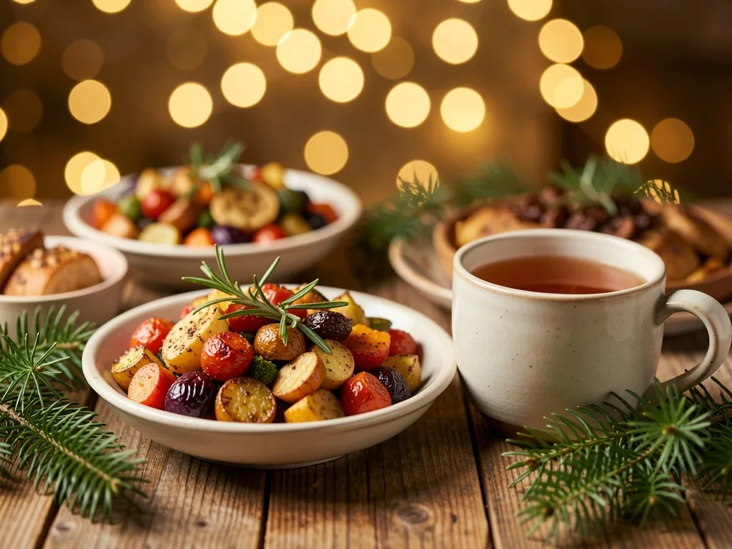 A festive low-carb table spread seen from above