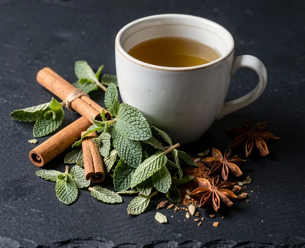 Seasonal tea blends with mint and winter spices