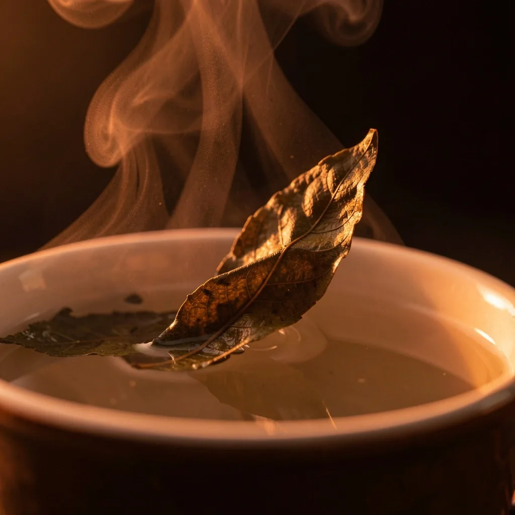 Tea leaf unfurling in hot water