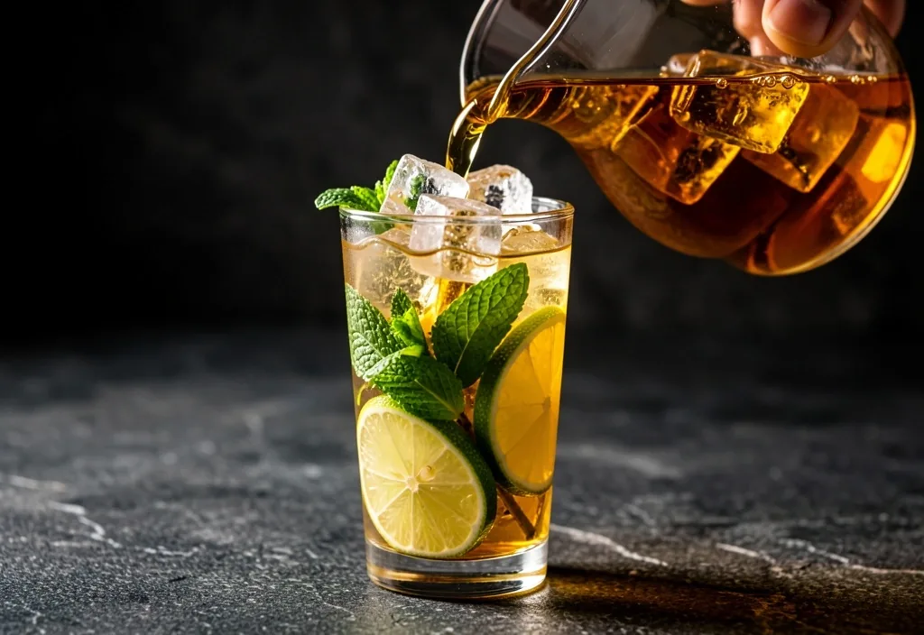 Iced keto tea with ice, mint, and lime